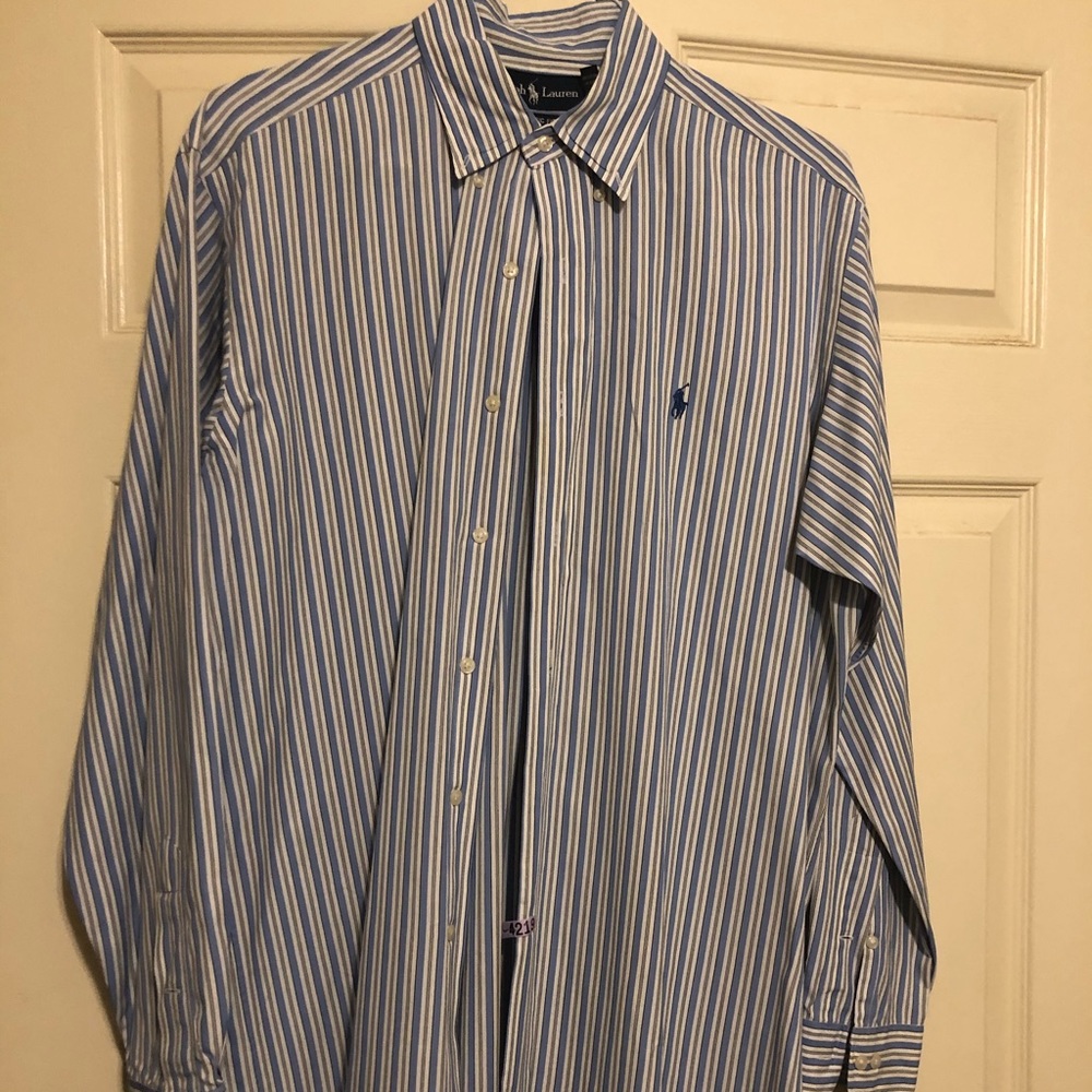 Blue white black stripe Ralph Lauren button down